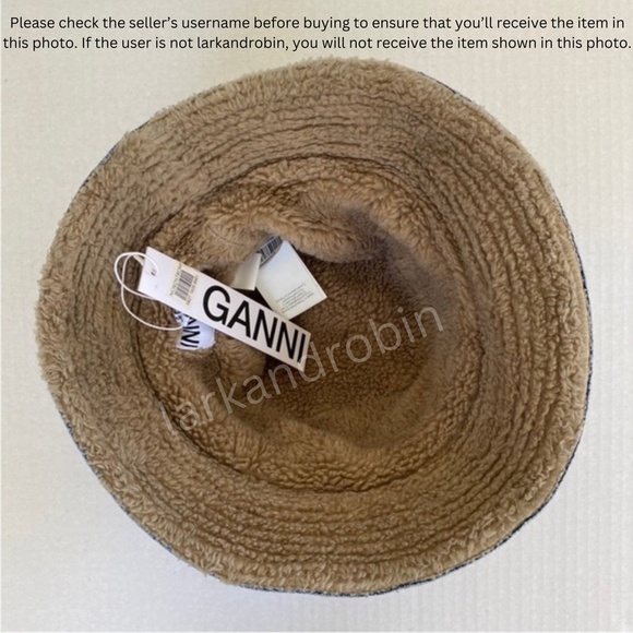 NEW Ganni Logo Organic Cotton Denim Bucket Hat XS/S main image 11